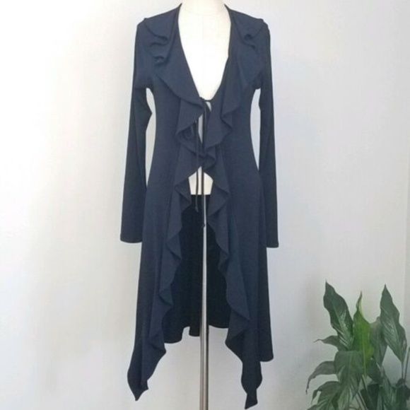 Eva Varro Black Ruffle Cascade Wrap (M) - Picture 2 of 3